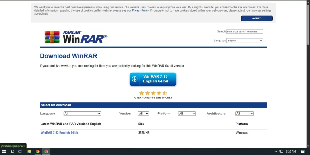 Install WinRAR offcial website